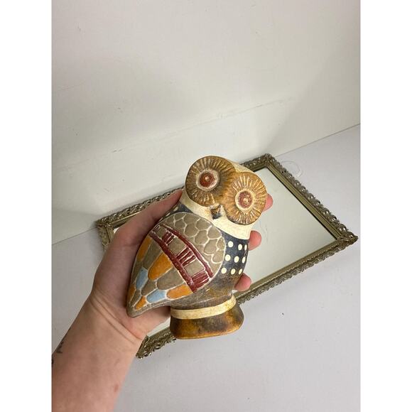 Authentic Handmade Greek Terracotta Owl, Owl of Athena Minerva - Symbol of Wisdo - Picture 2 of 8